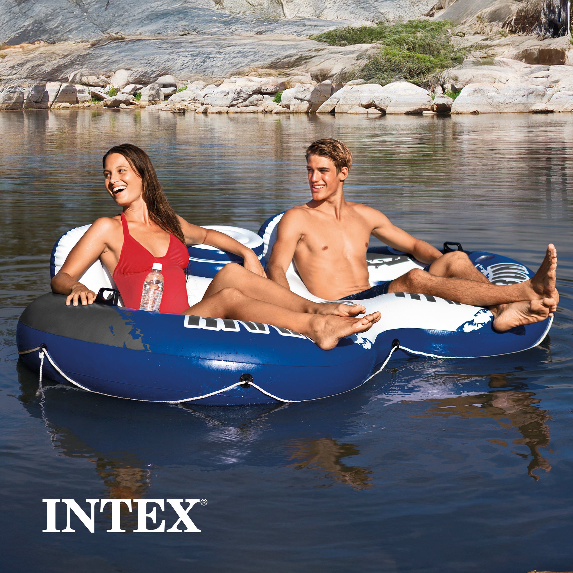 Intex River Run II 2-Person Water Pool Tube Float with Cooler Connectors (Used) - VMInnovations