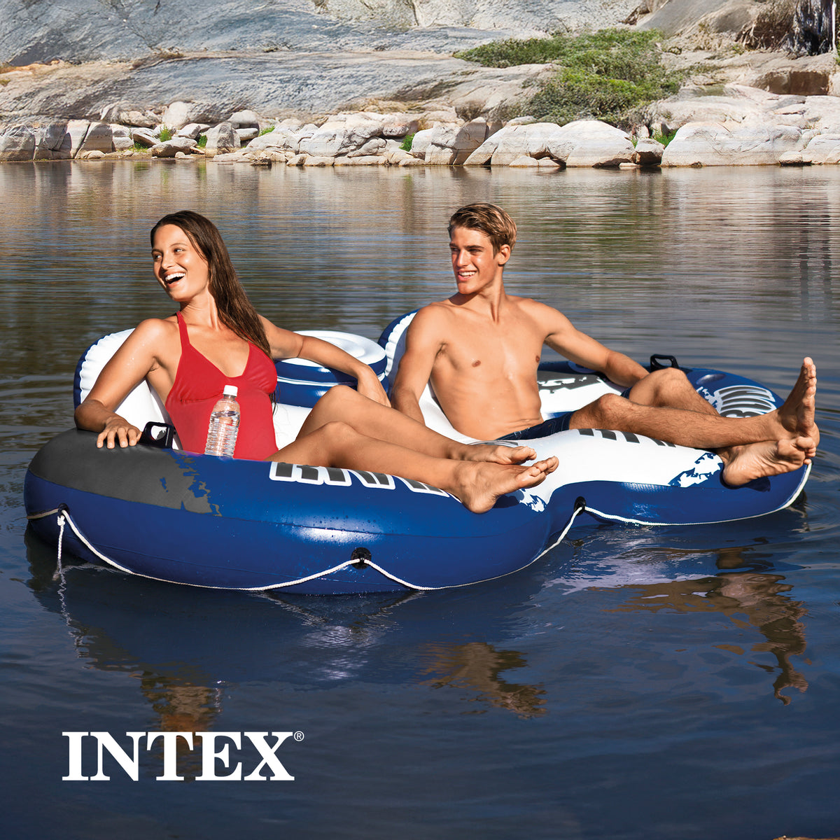 Intex River Run II 2-Person Water Pool Tube Float with Cooler Connectors (Used) - VMInnovations