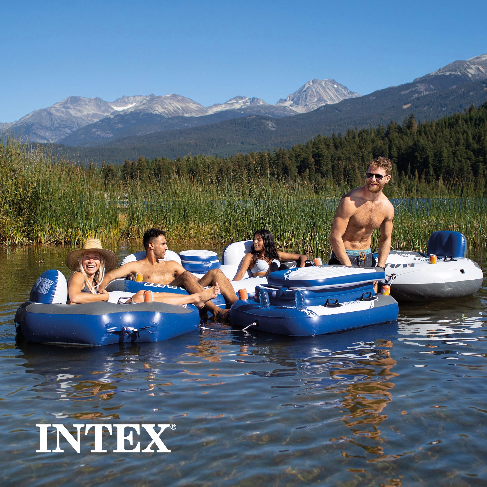 Intex River Run II 2-Person Water Pool Tube Float with Cooler Connectors (Used) - VMInnovations