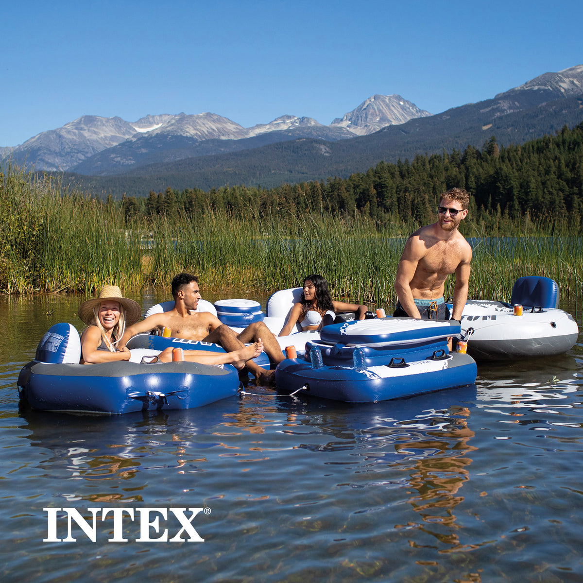 Intex River Run II 2-Person Water Pool Tube Float with Cooler Connectors (Used) - VMInnovations