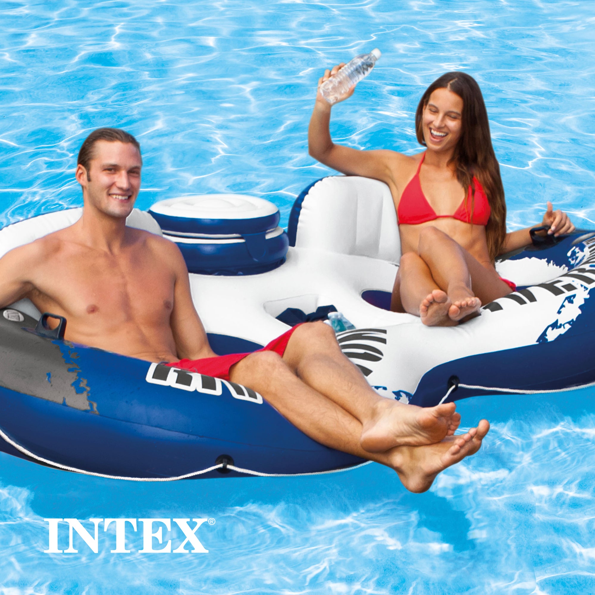 Intex River Run II 2-Person Water Pool Tube Float with Cooler Connectors (Used) - VMInnovations