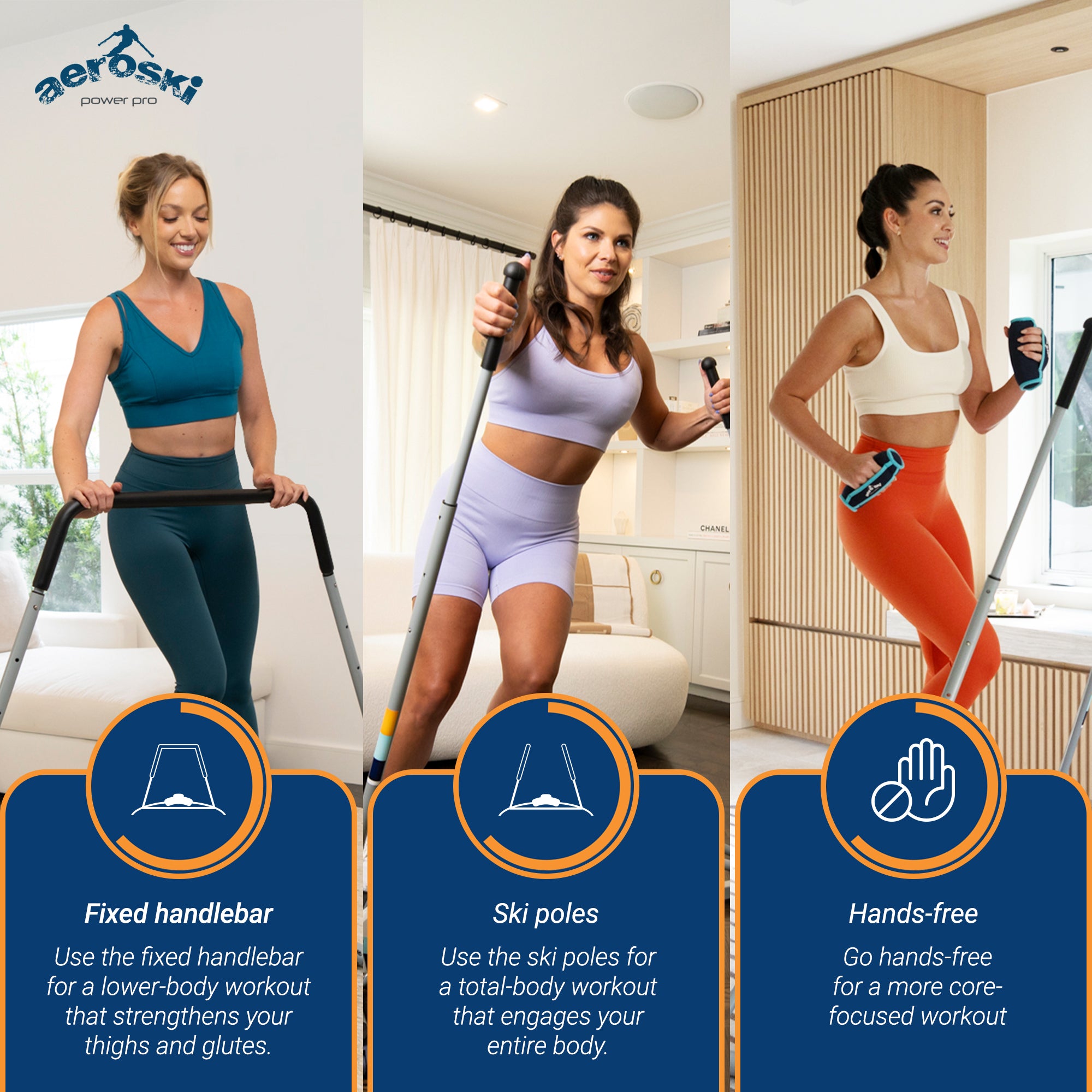 Aeroski 2.0 Ski Fitness Workout Machine w/ Recoil Spring Resistance, Gray (Used) - VMInnovations