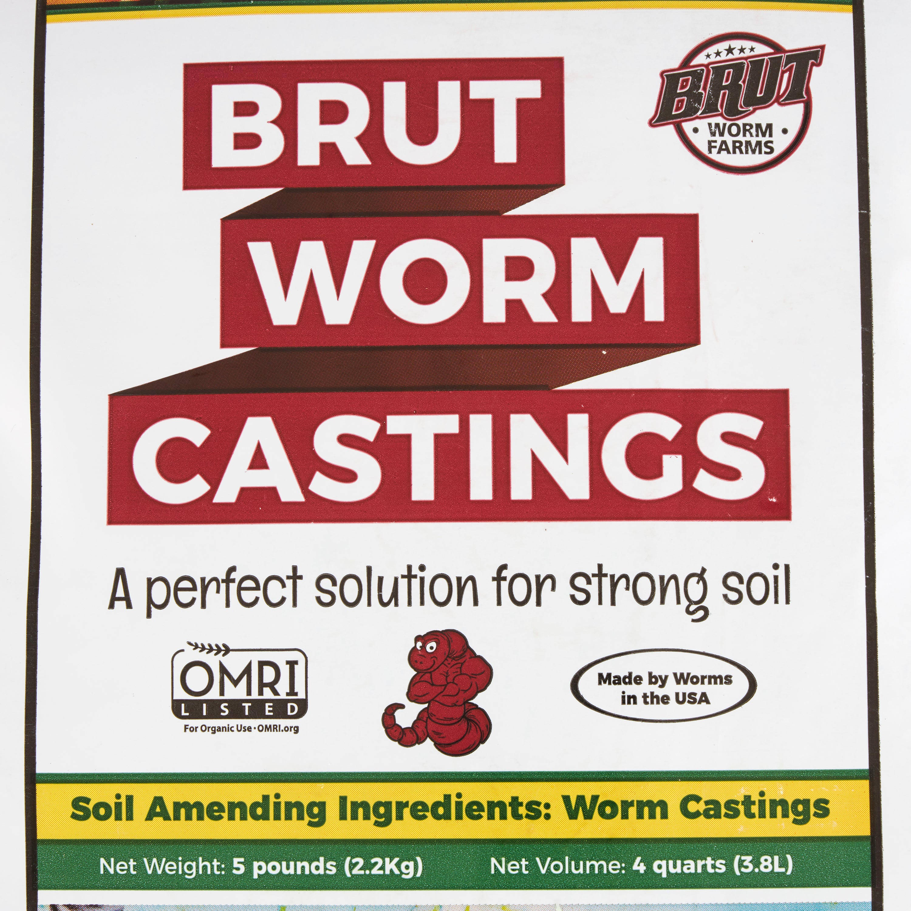Brut Worm Farms Organic Castings Potting Soil for Planting, 5lb Bag (Open Box)