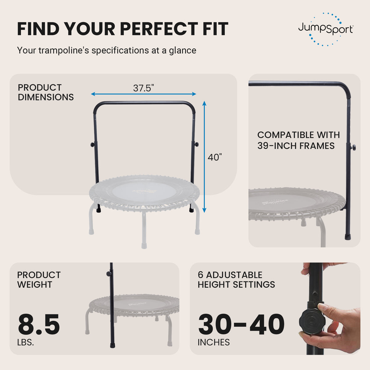 JumpSport Handle Bar for Arched Leg Trampolines, Trampoline Not Included(Used) - VMInnovations