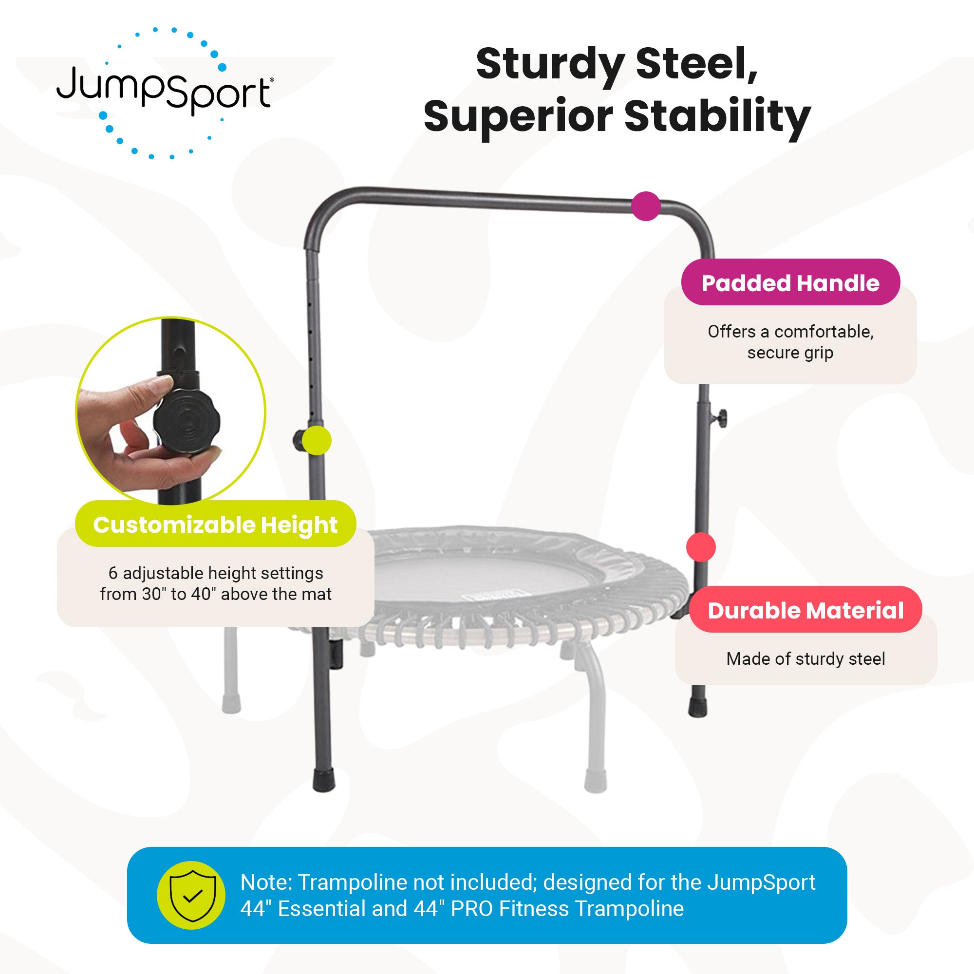 JumpSport Handle Bar Accessory for 44' Arched Leg Trampolines, Black (Used) - VMInnovations