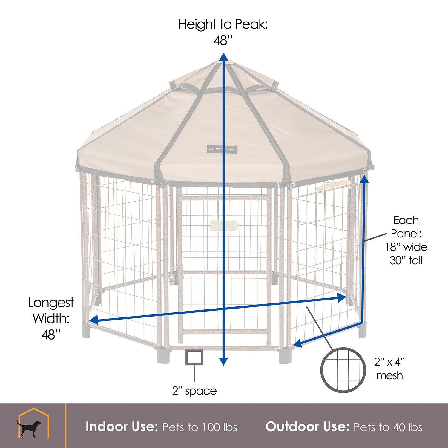 Advantek Original Small Indoor Outdoor Metal Pet Dog Gazebo & Cover (Open Box)