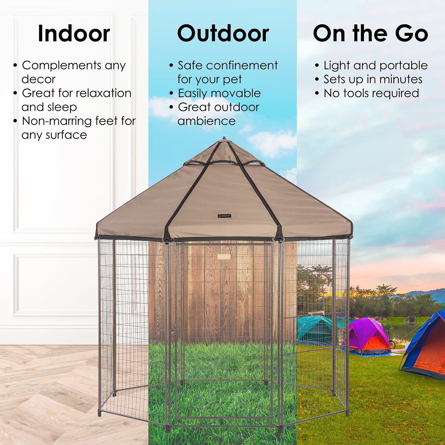 Advantek 8 Foot Portable Indoor Outdoor Galvanized Steel Pet and Dog Gazebo