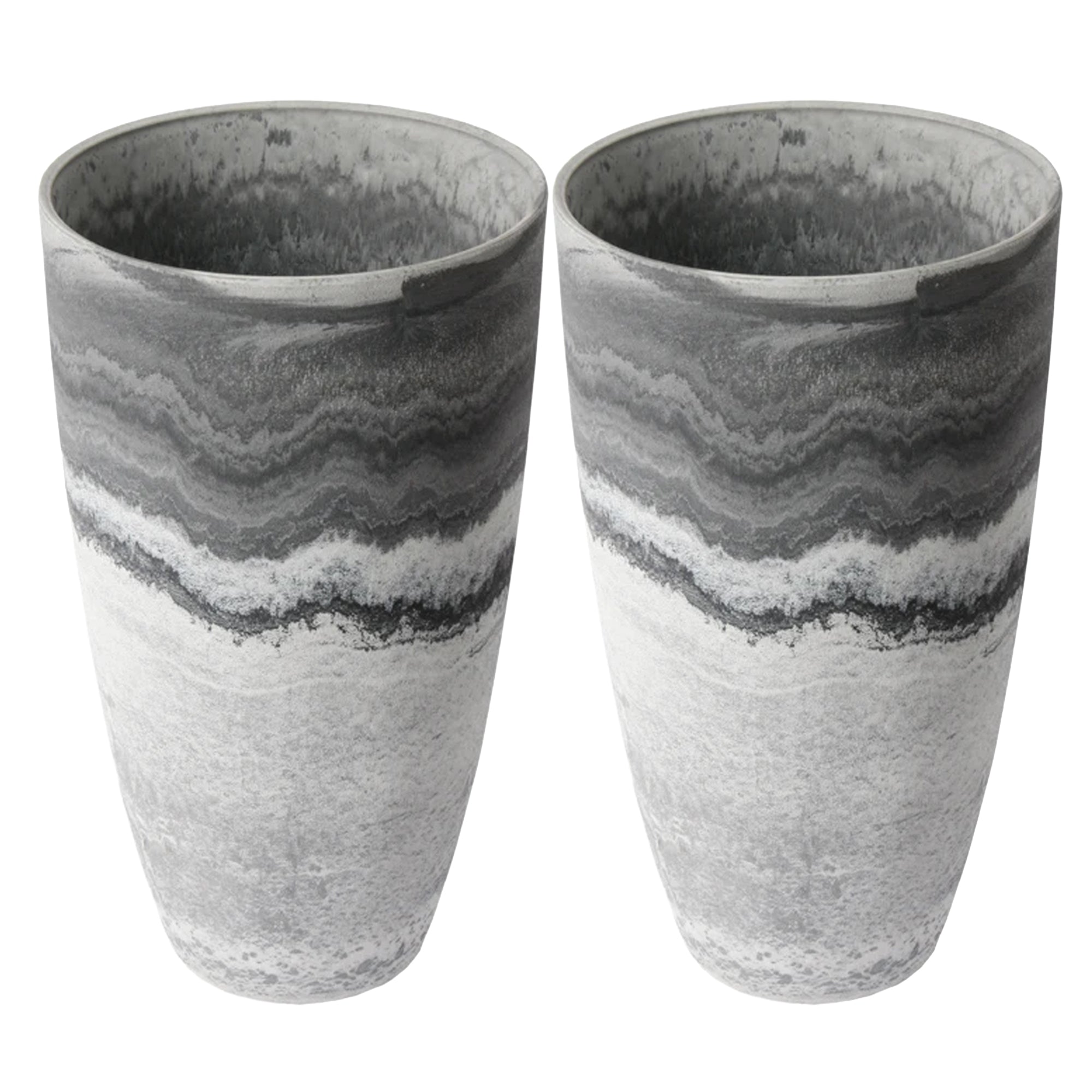 Algreen Acerra 12 x 20 Inch Curved Patio Vase Garden Planter, Marble (2 Pack)