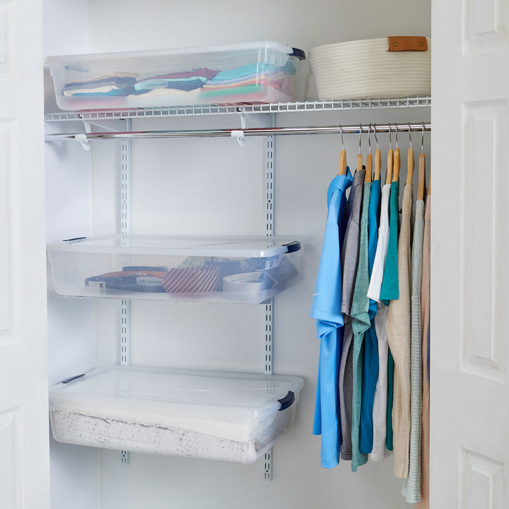 Rubbermaid Cleverstore 42 Quart Latching Stackable Storage Tote, Clear (8 Pack) - VMInnovations