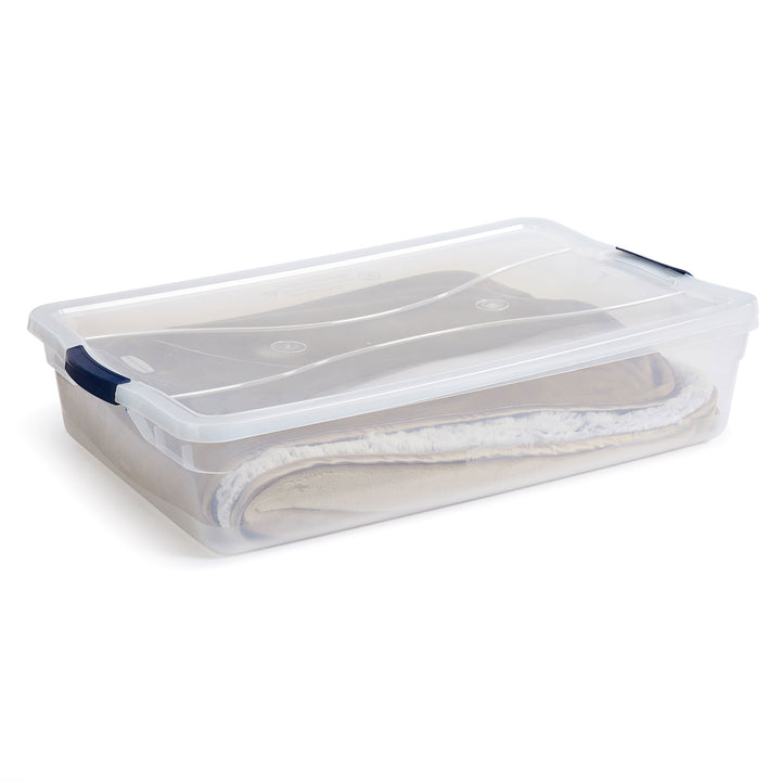 Rubbermaid Cleverstore 42 Quart Latching Stackable Storage Tote, Clear (8 Pack) - VMInnovations