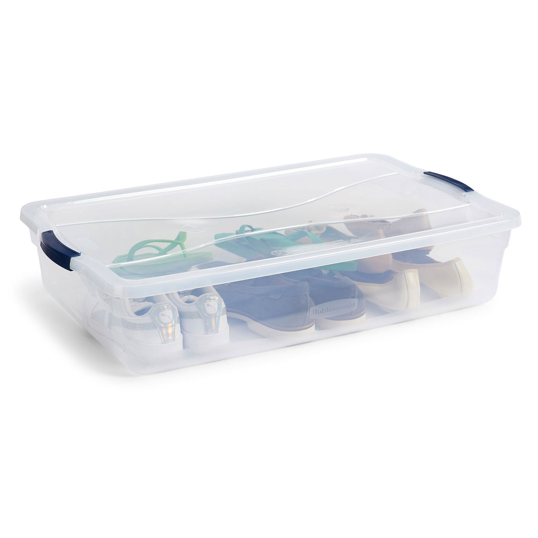 Rubbermaid Cleverstore 42 Quart Latching Stackable Storage Tote, Clear (8 Pack) - VMInnovations