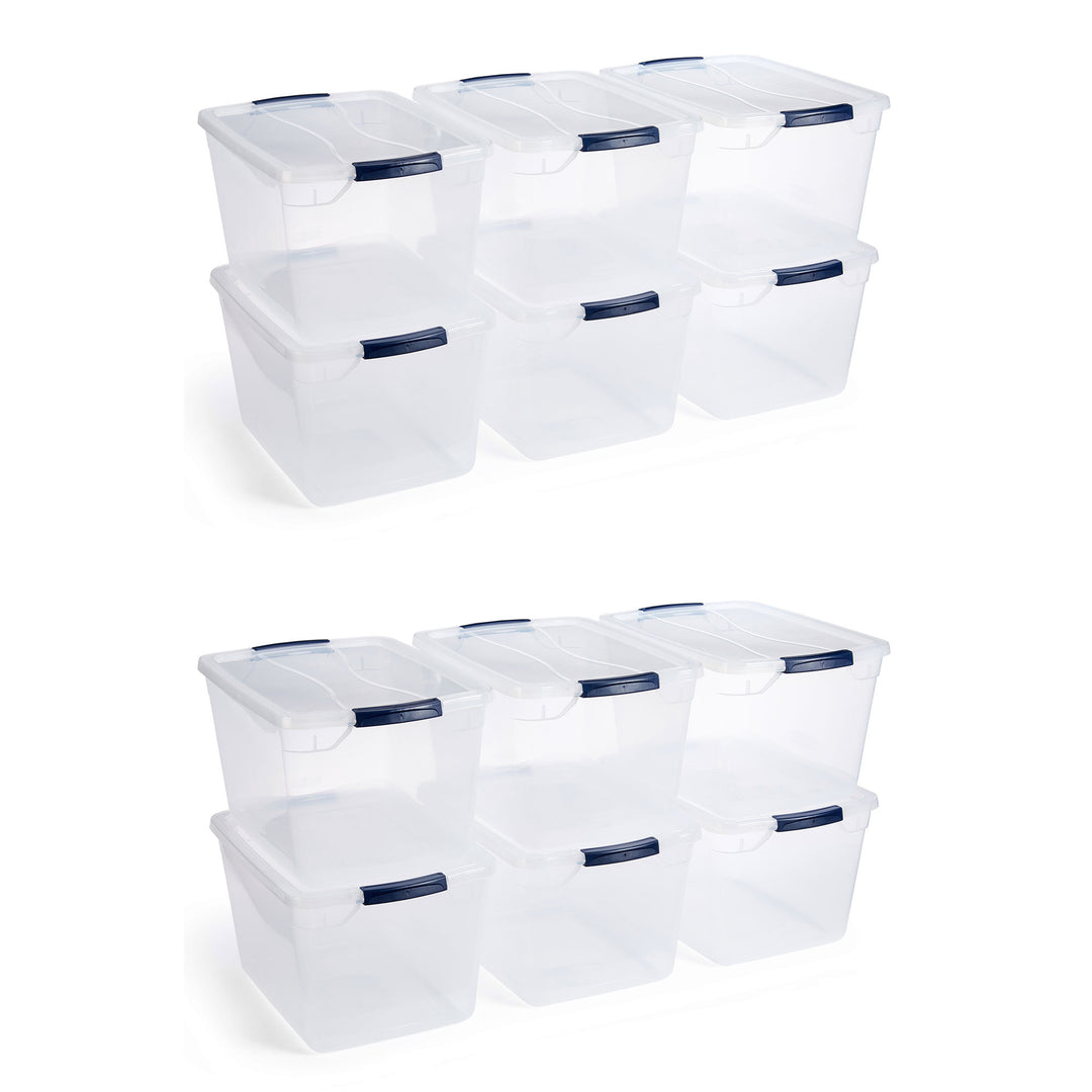 Rubbermaid Cleverstore 32 Quart Plastic Storage Tote Container w/ Lid (12 Pack) - VMInnovations