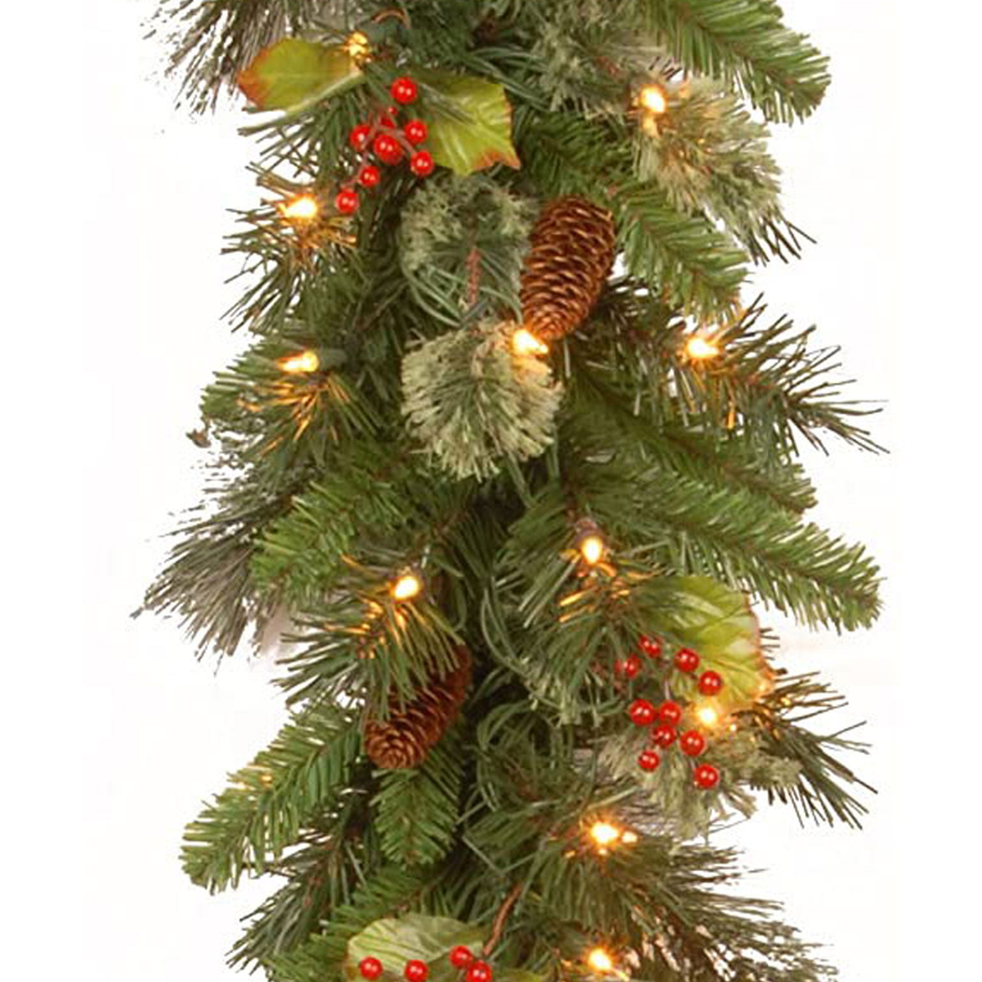 National Tree Company Wintry Pine 9' Holiday Garland w/ Lights/Decor (Open Box) - VMInnovations