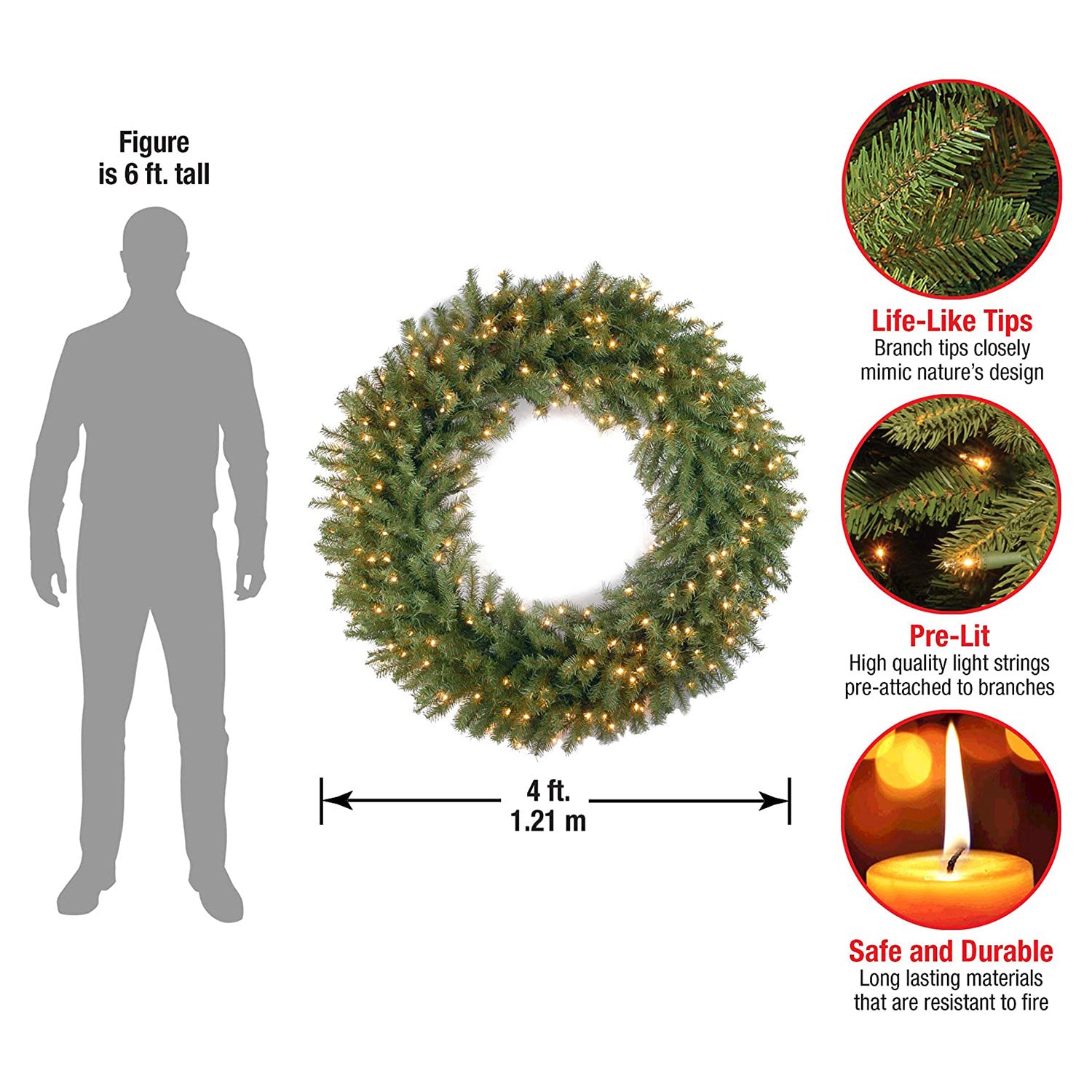 National Tree Company 48" Prelit Holiday Wreath w/ Lights & Decor (Used) - VMInnovations