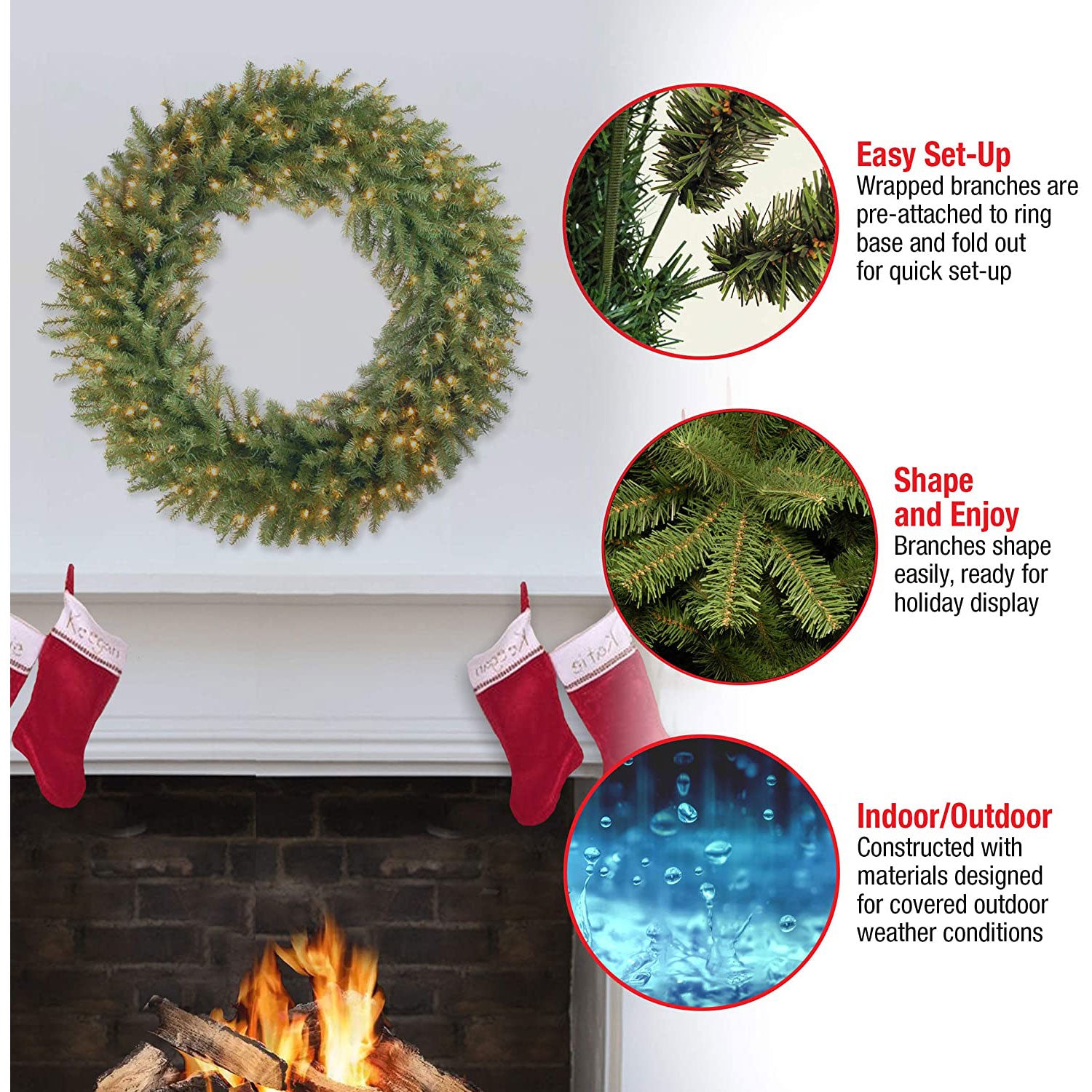 National Tree Company 48" Prelit Holiday Wreath w/ Lights & Decor (Used) - VMInnovations