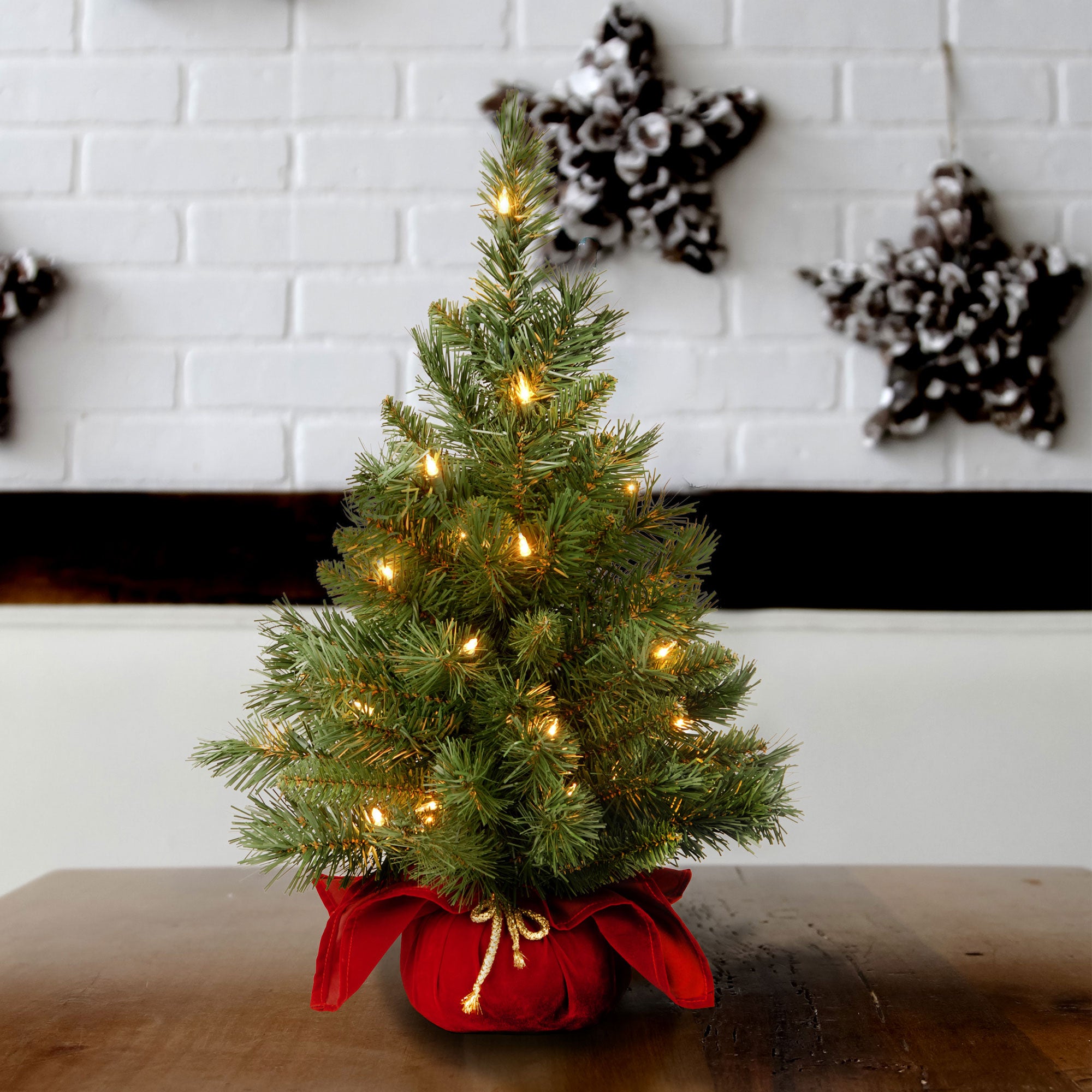 National Tree Company 2' Artificial Mini Tree w/ Lights & Bag Base (Open Box) - VMInnovations