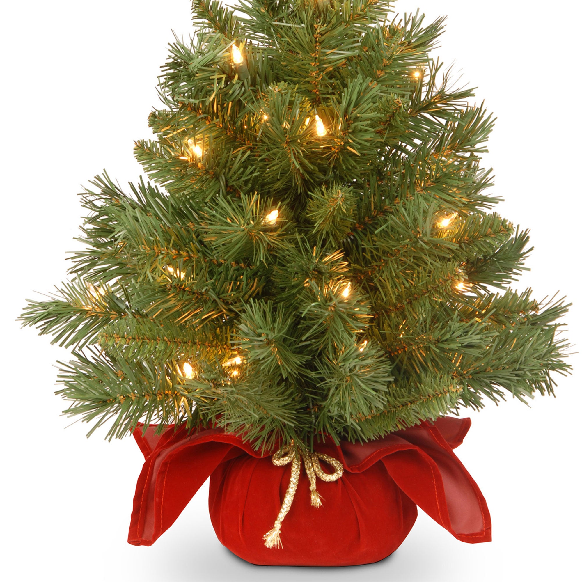National Tree Company 2' Artificial Mini Tree w/ Lights & Bag Base (Open Box) - VMInnovations