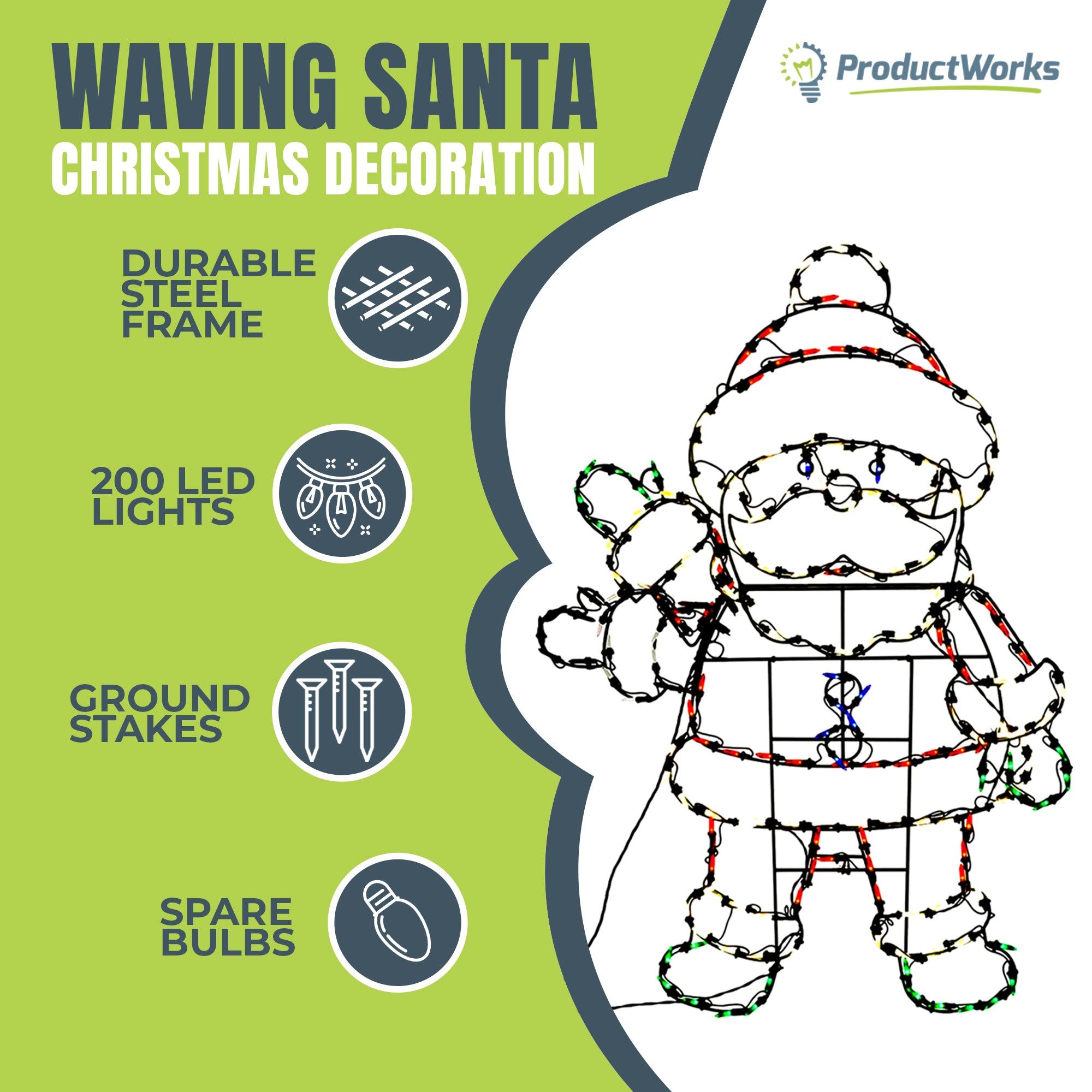 48 In Pro-Line LED Animation Waving Santa Christmas Yard Decoration (Used) - VMInnovations