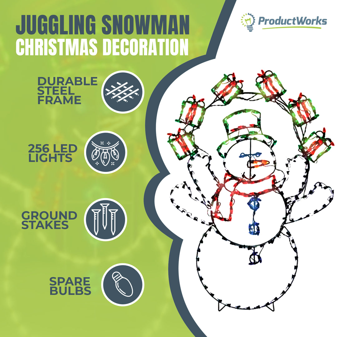ProductWorks 60" Pro-Line LED Animation Juggling Snowman Christmas Yard Decor - VMInnovations