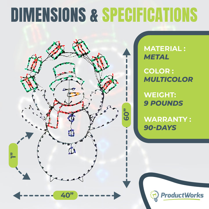 ProductWorks 60" Pro-Line LED Animation Juggling Snowman Christmas Yard Decor - VMInnovations