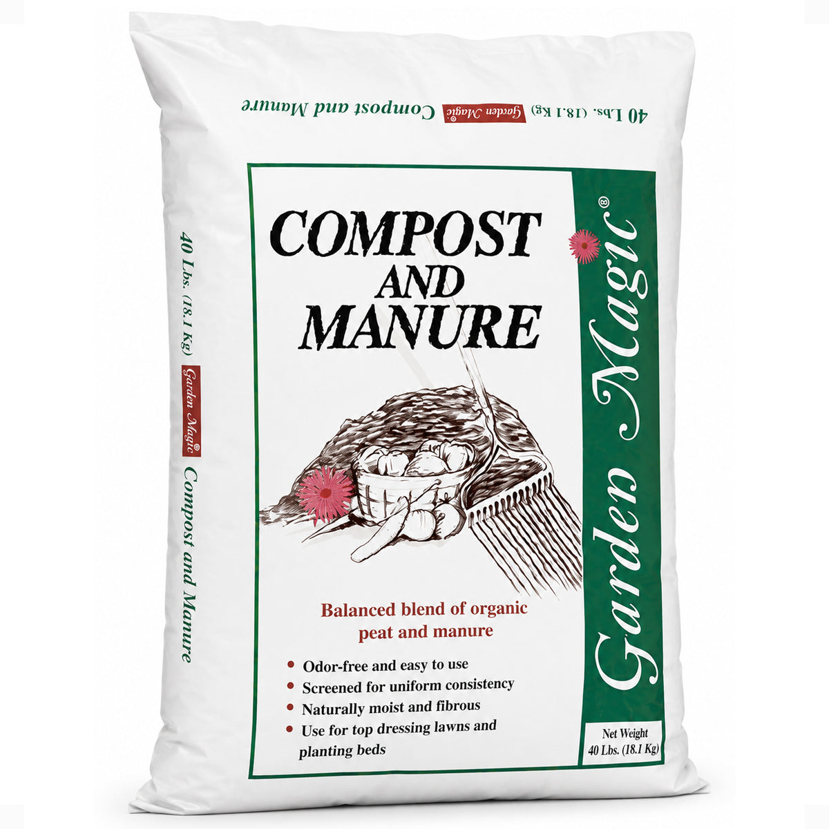 Michigan Peat 5240 Outdoor Lawn Garden Compost and Manure Blend, 40 Pound Bag