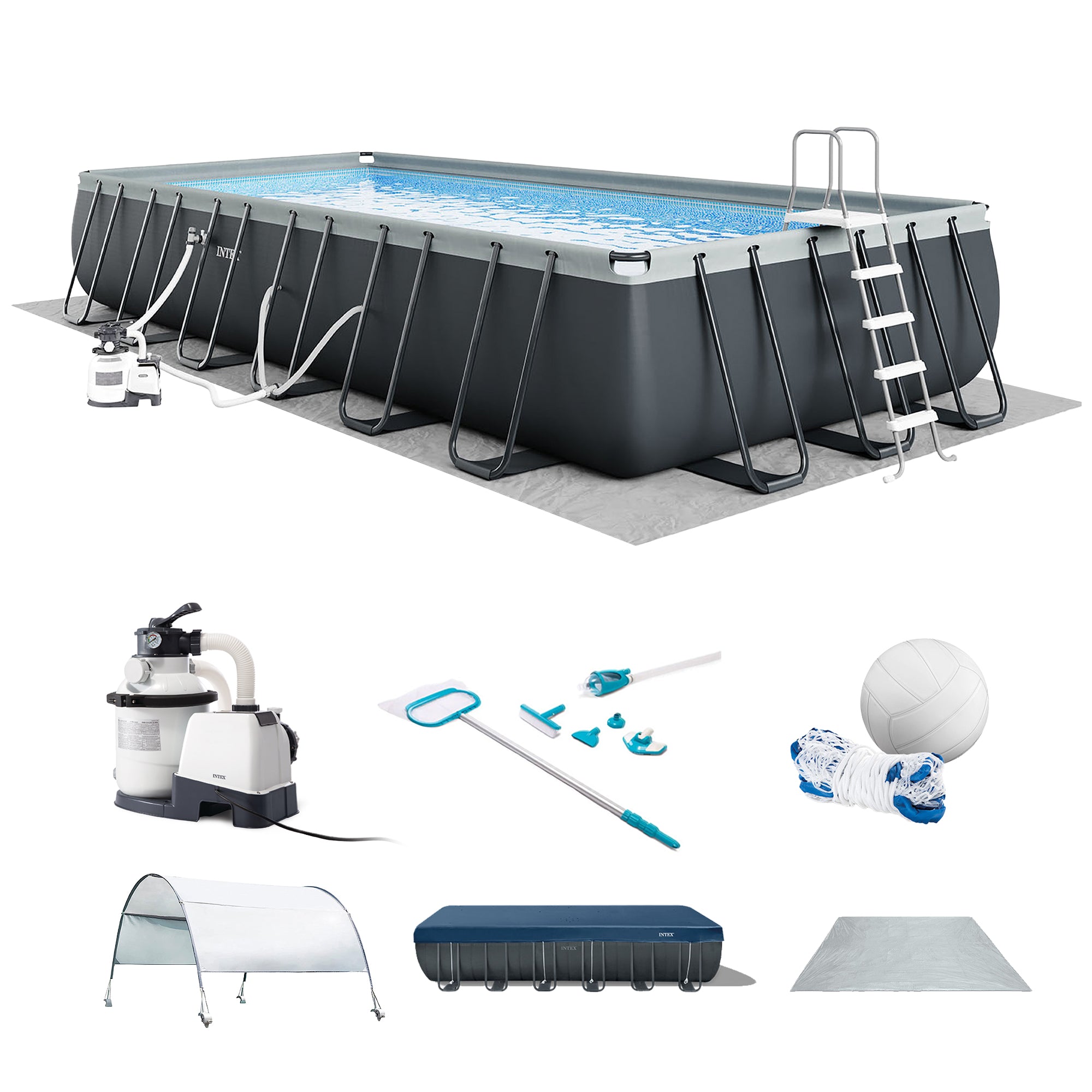 INTEX 26367EH 24' x12' x52" Rectangular Ultra XTR Frame Swimming Pool with Pump - VMInnovations