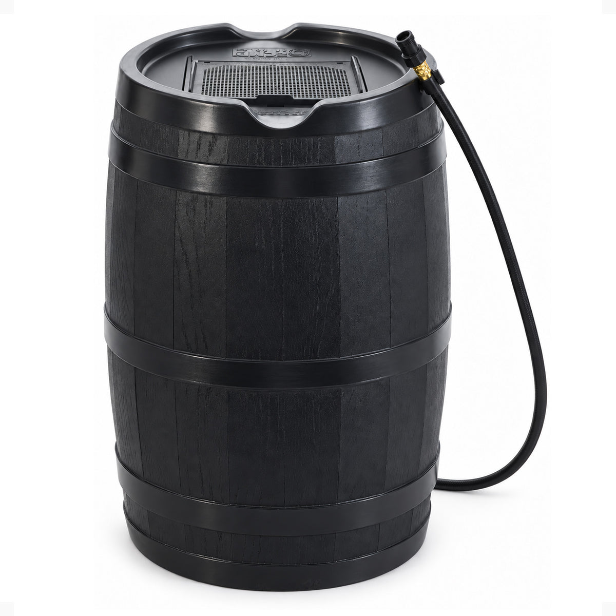 FCMP Outdoor Rain Barrel with Flat Back for Plants & Gardens, Black (Open Box) - VMInnovations
