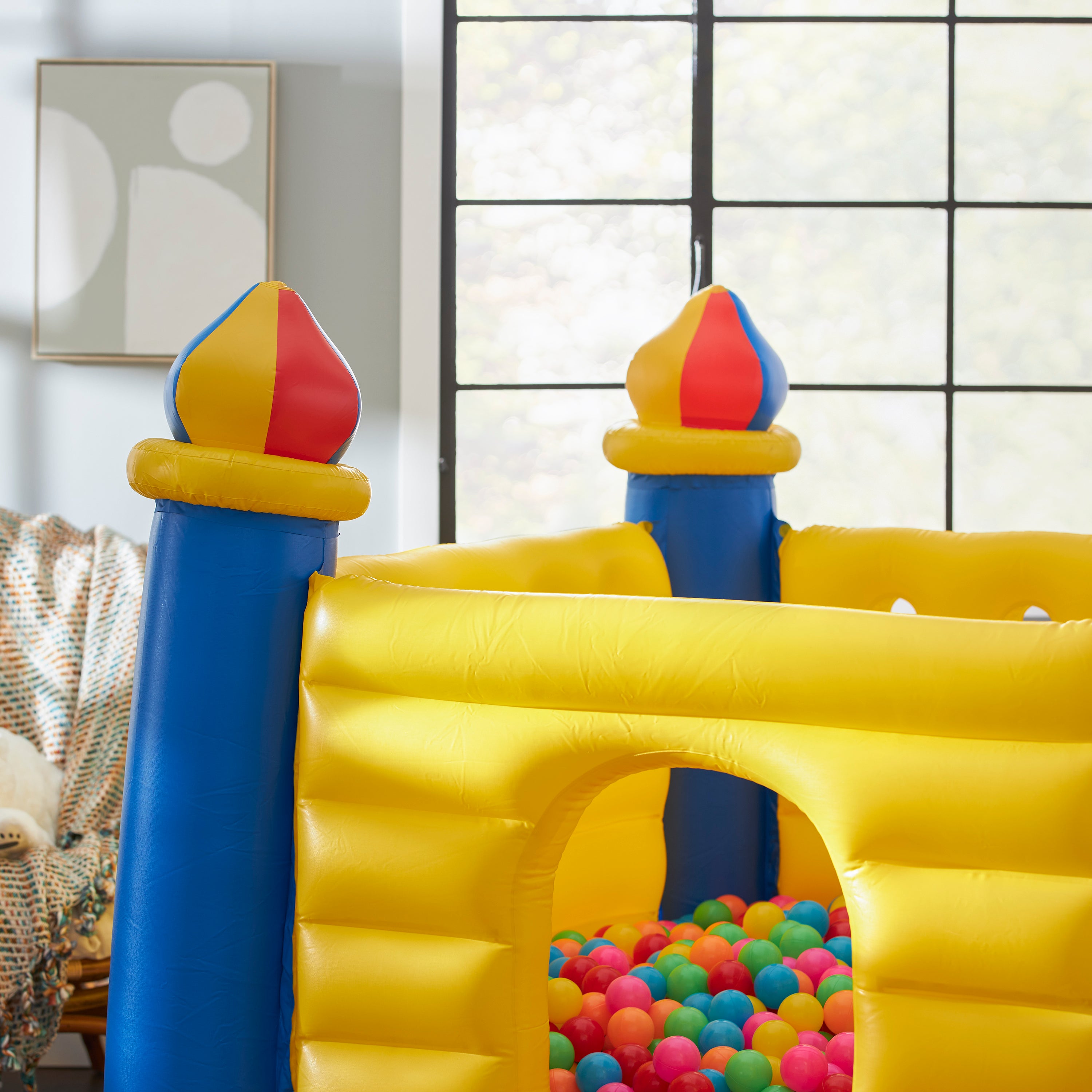 Intex Kids Inflatable Jump-O-Lene Ball Pit Castle Bouncer w/ Air Pump & Balls