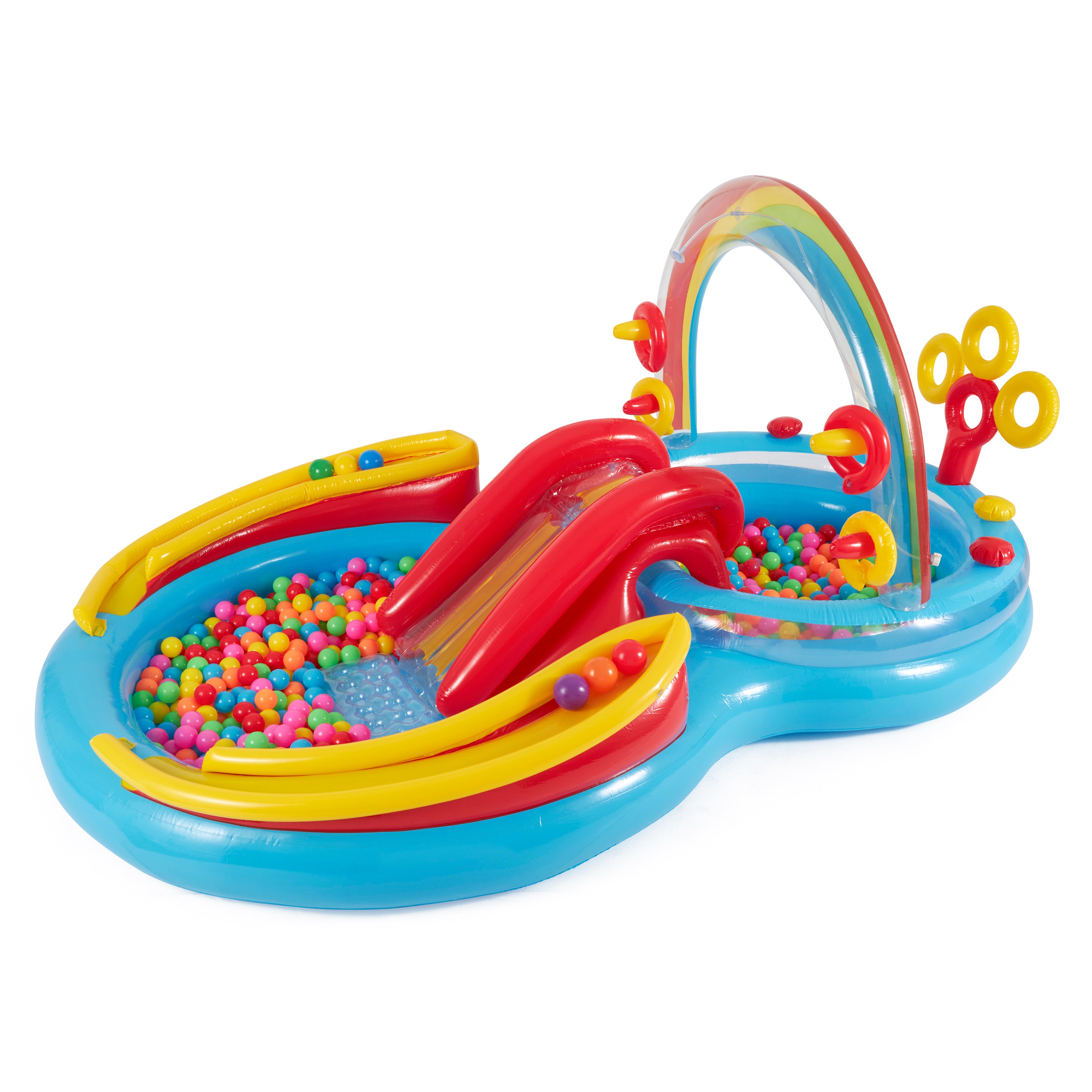 Intex Rainbow Ring Inflatable Play Center Pool w/Multi-Color Fun Ballz, 100 Pack - VMInnovations