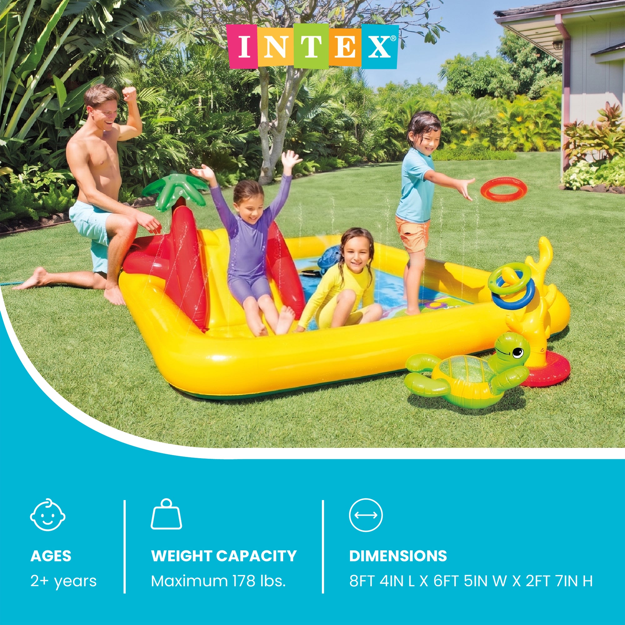 Intex 100"x77" Inflatable Ocean Play Center Backyard Toddler Kiddie Pool & Games