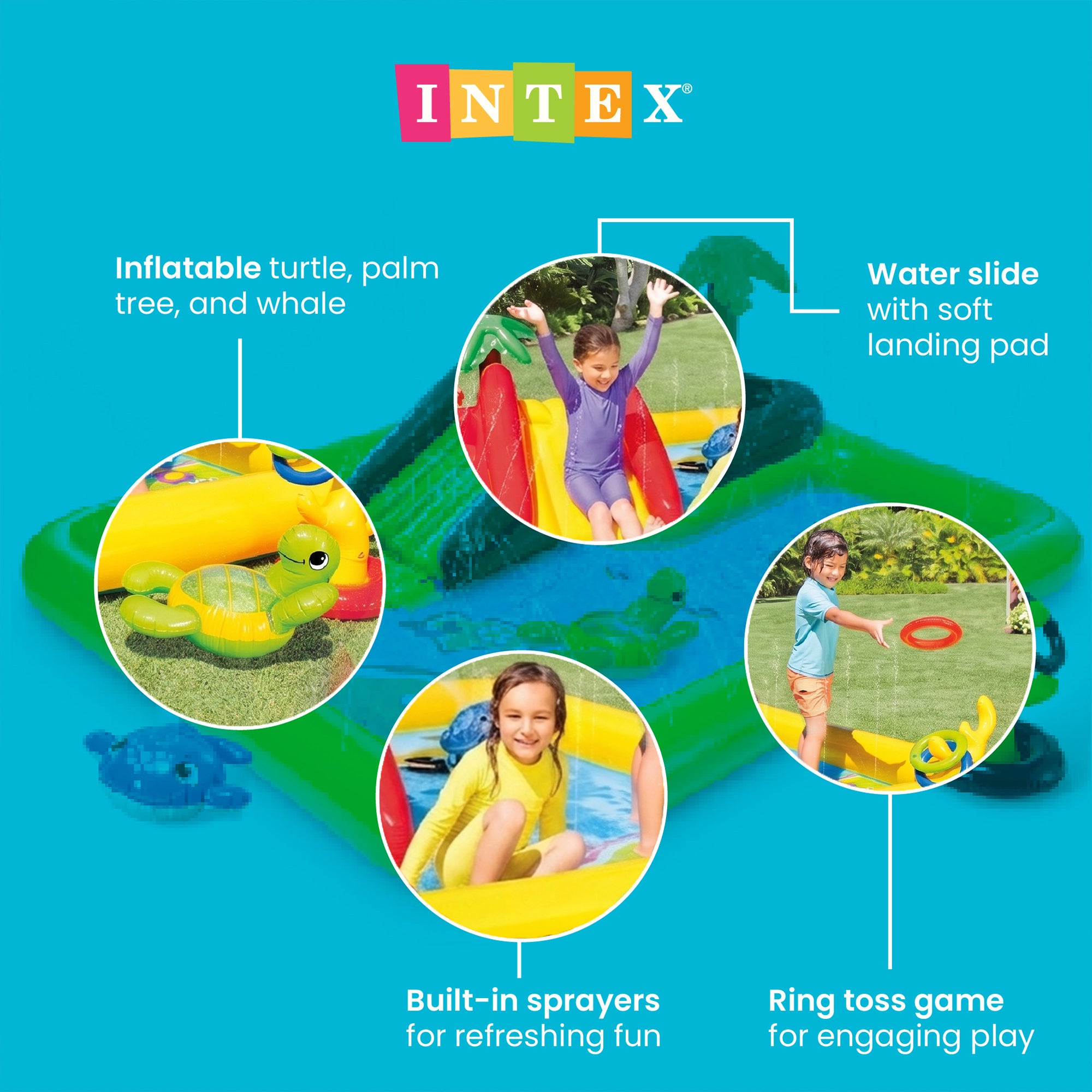 Intex 100"x77" Inflatable Ocean Play Center Backyard Toddler Kiddie Pool & Games