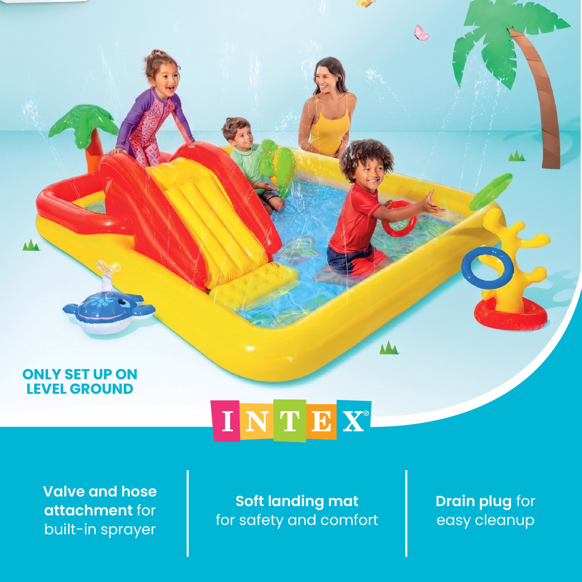 Intex 100"x77" Inflatable Ocean Play Center Backyard Toddler Kiddie Pool & Games