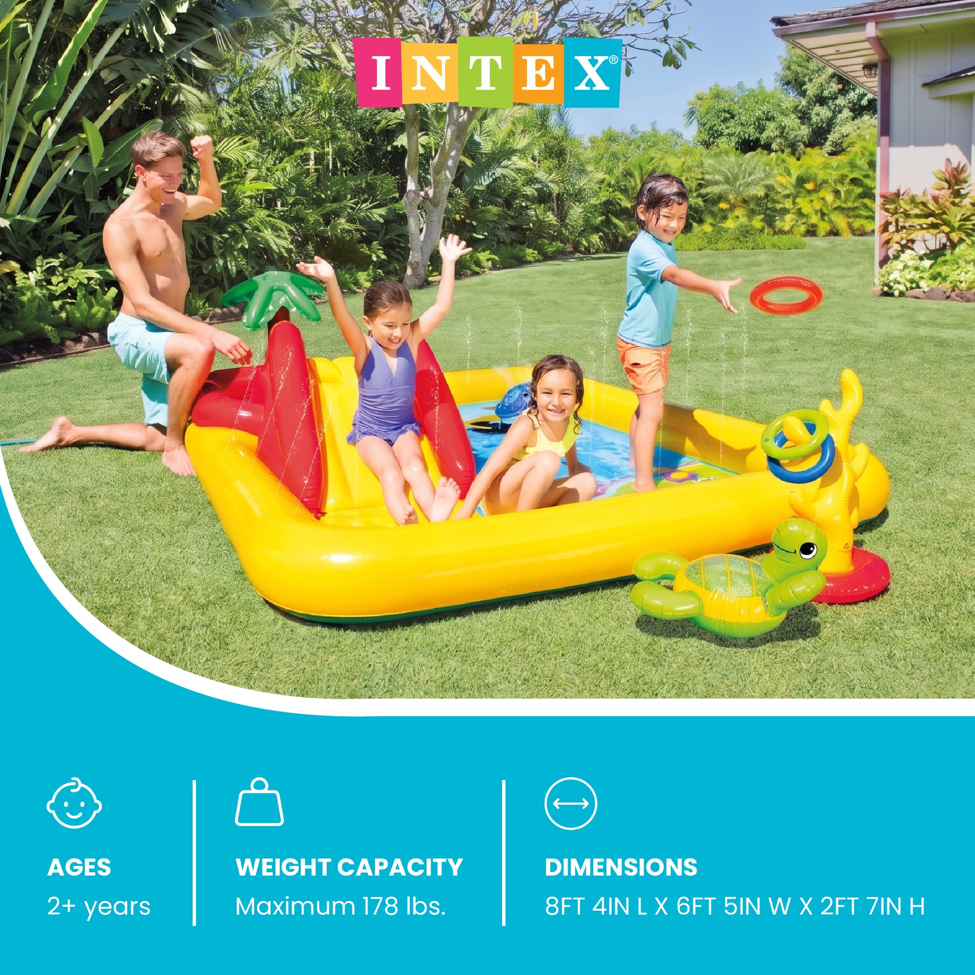 Intex 100"x77" Inflatable Ocean Play Center Backyard Toddler Kiddie Pool & Games
