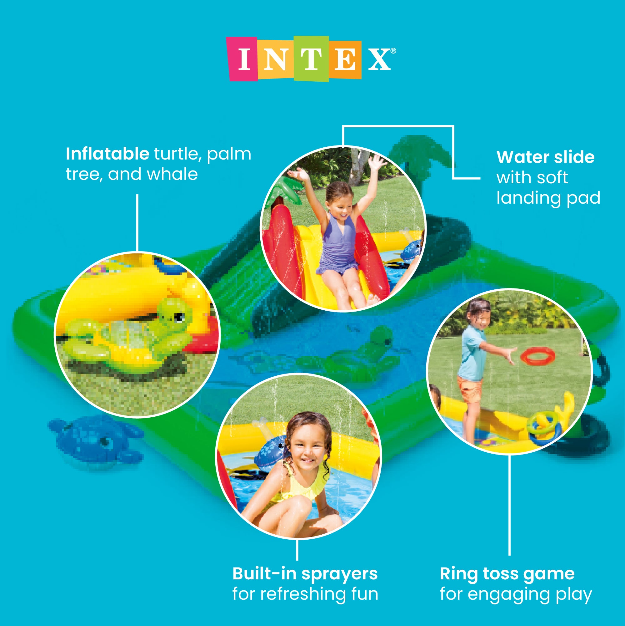 Intex 100"x77" Inflatable Ocean Play Center Backyard Toddler Kiddie Pool & Games