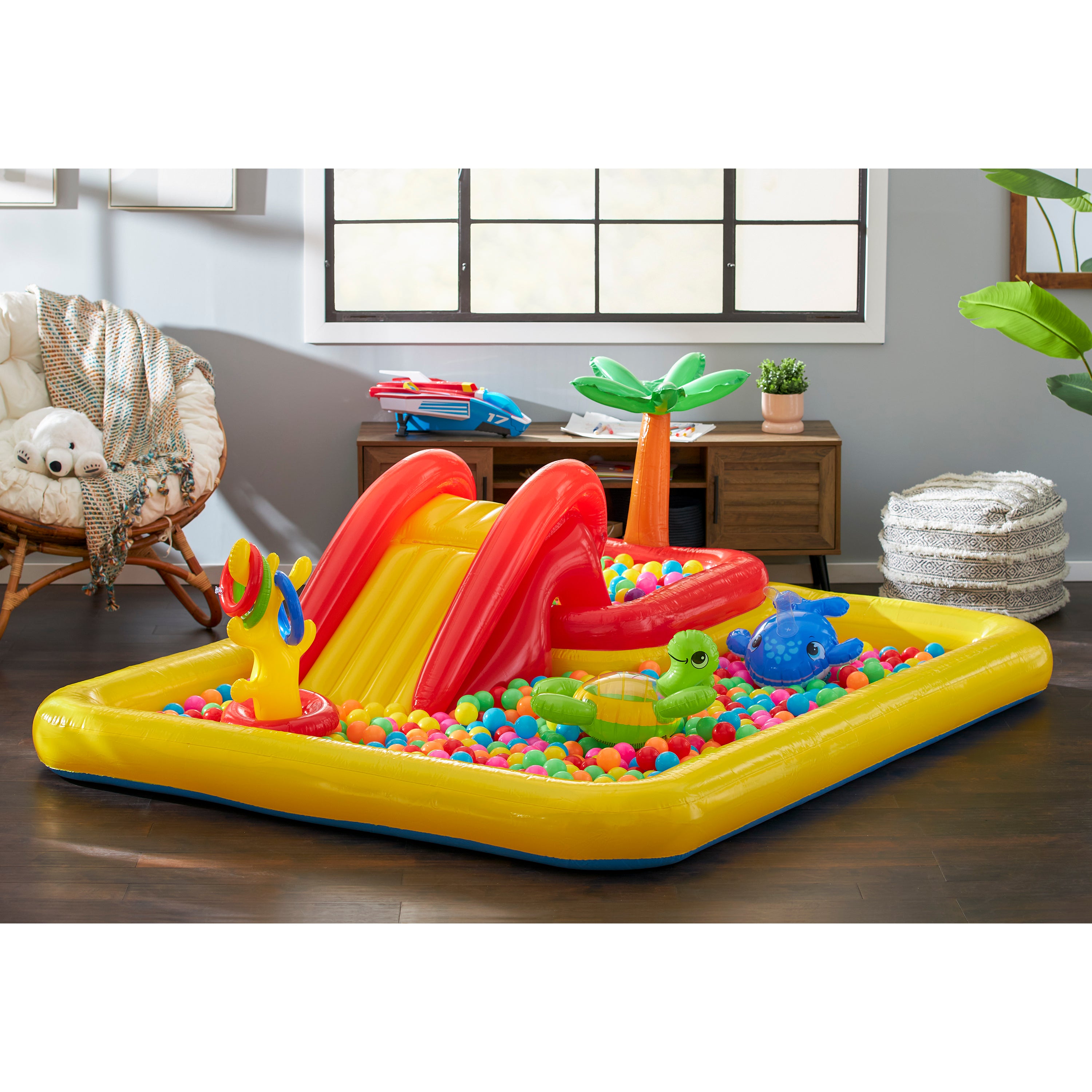 Intex Inflatable Ocean Play Center Pool with Multi-Colored Fun Ballz, 100 Pack - VMInnovations