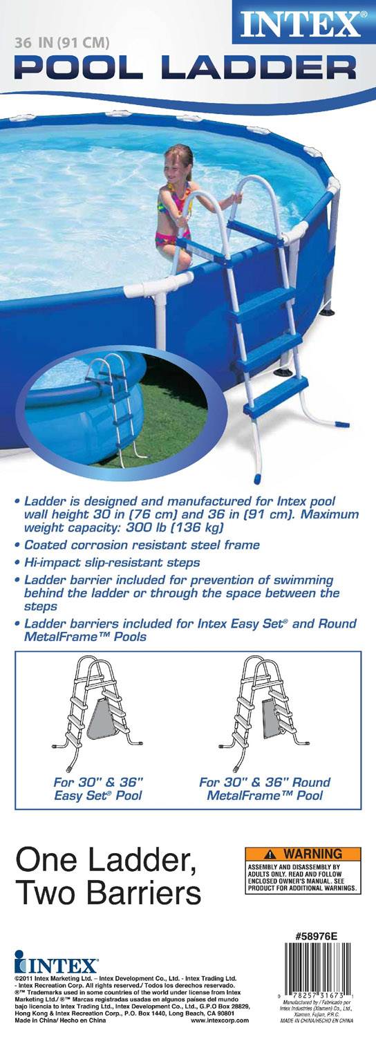 INTEX 36" Above Ground A Frame Swimming Pool Ladder with Barrier (Open Box)