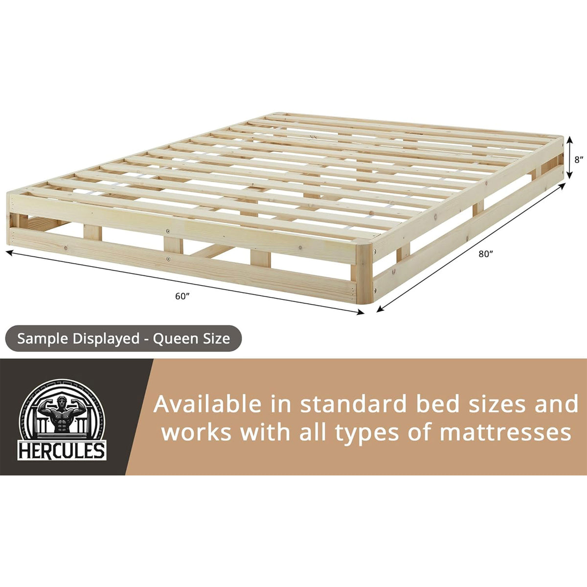 Hercules 8 Inch High Profile Instant Foundation Box Spring Replacement, Full