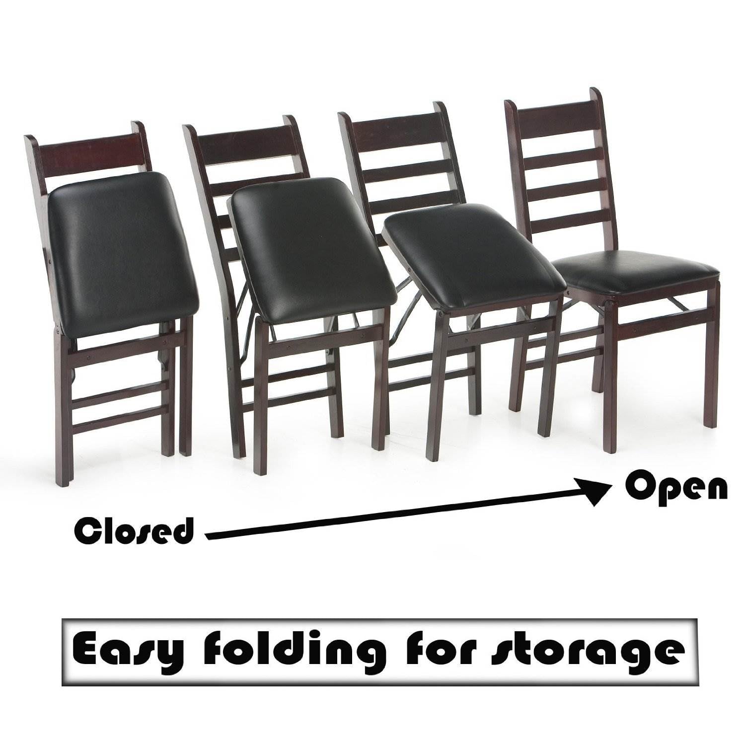 2) COSCO Wood/Vinyl Commercial Folding Chair - Open Box, One Chair Cracked