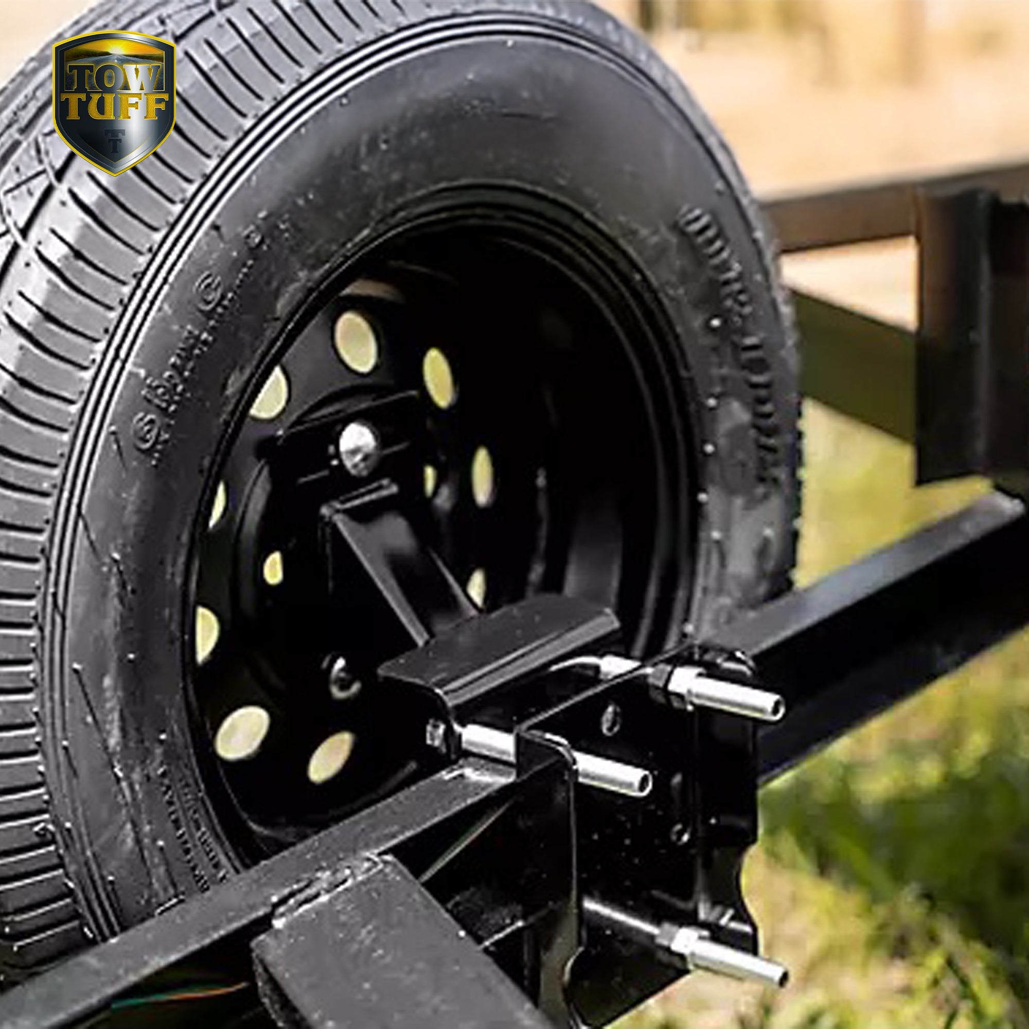 Tow Tuff TTF-08HD Steel Universal Spare Trailer Tire Carrier, Black (Used)
