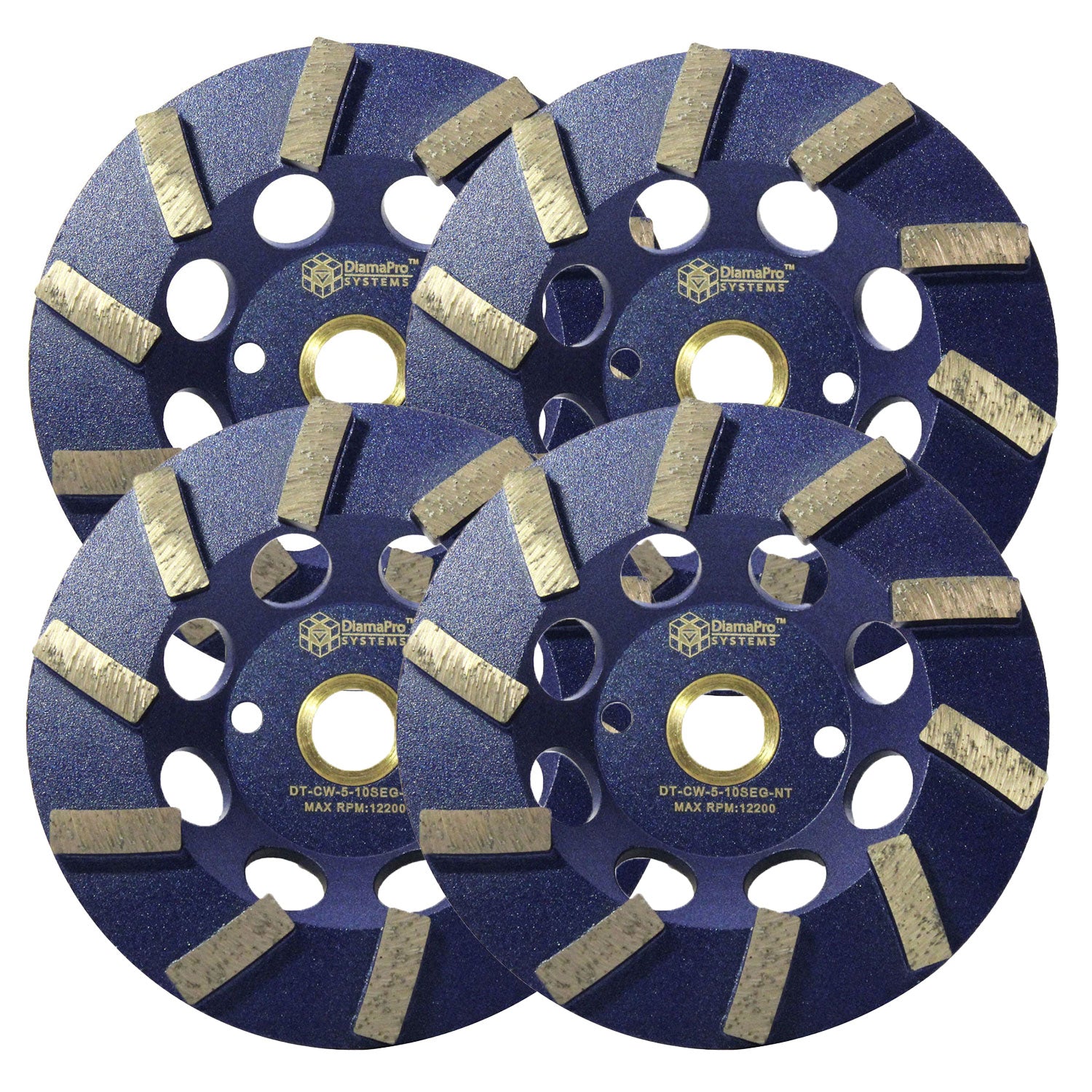 DiamaPro Systems NonThreaded 5 Inch 10 Segment Turbo Grinding Cup Wheel (4 Pack)