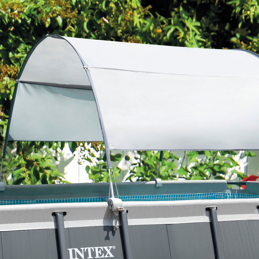 Intex Prism Frame Oval Above Ground Swimming Pool Set with Protective Canopy - VMInnovations