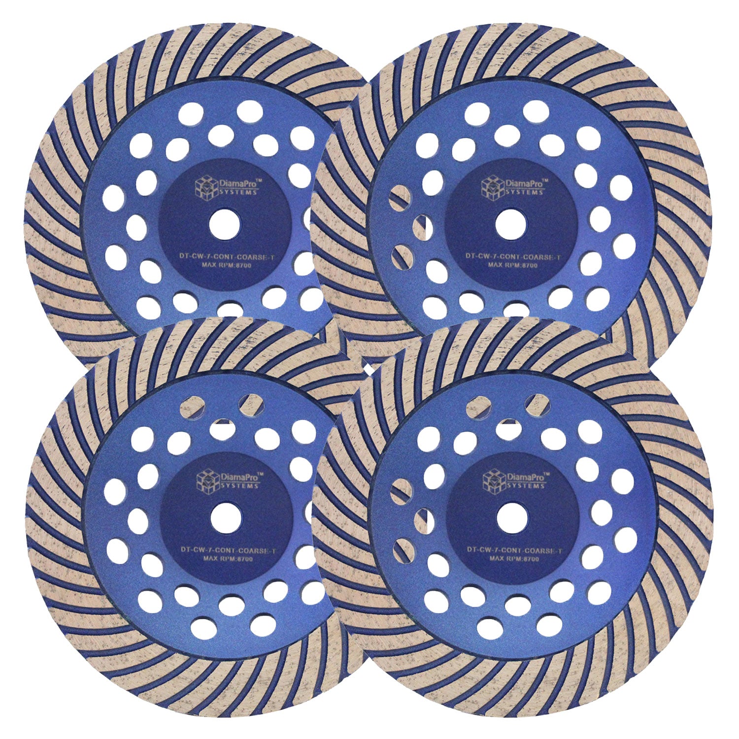 DiamaPro Systems 7 Inch Continuous Rim Turbo Grinding Cup Wheel, Coarse (4 Pack) - VMInnovations