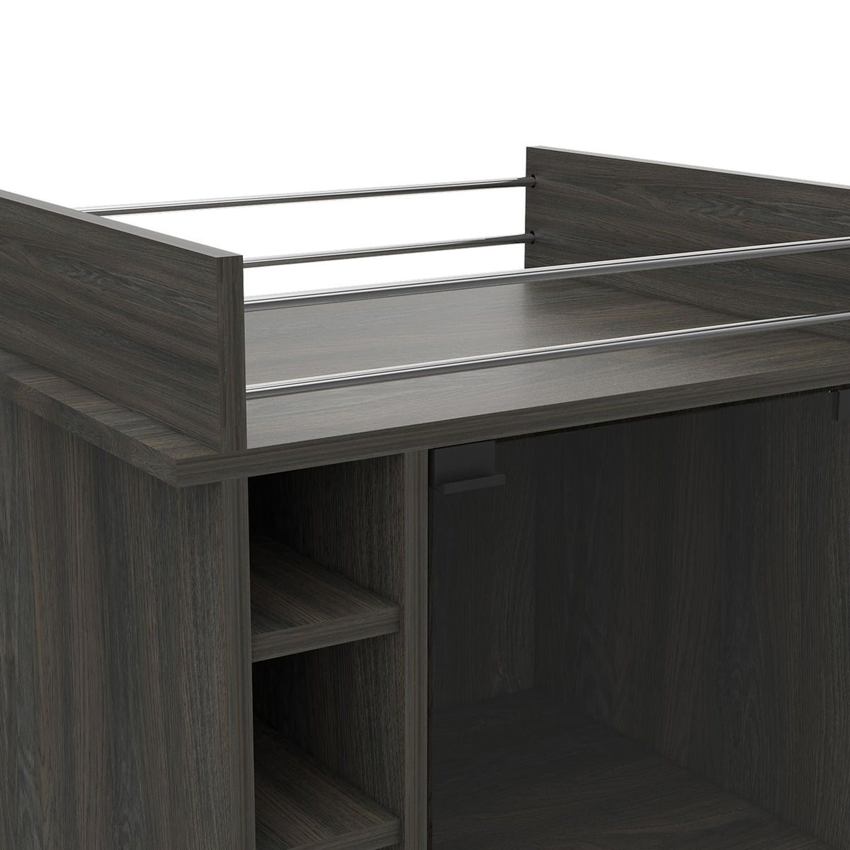 TUHOME Dukat Wine and Liquor Bar Storage Cabinet Cart with Glass Door, Espresso