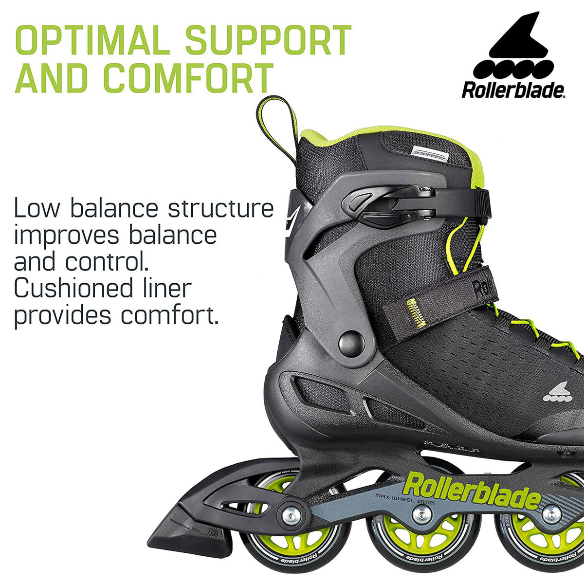 Rollerblade Men's Zetrablade Elite Inline Skates, Size 7, Black/Lime (Open Box)
