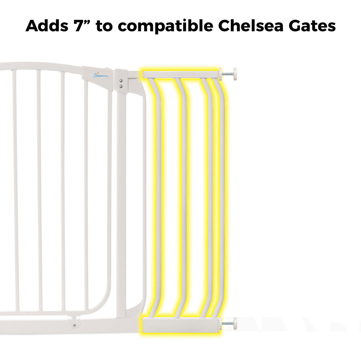 Dreambaby F171W Chelsea 7 Inch Wide Baby and Pet Safety Gate Extension, White - VMInnovations