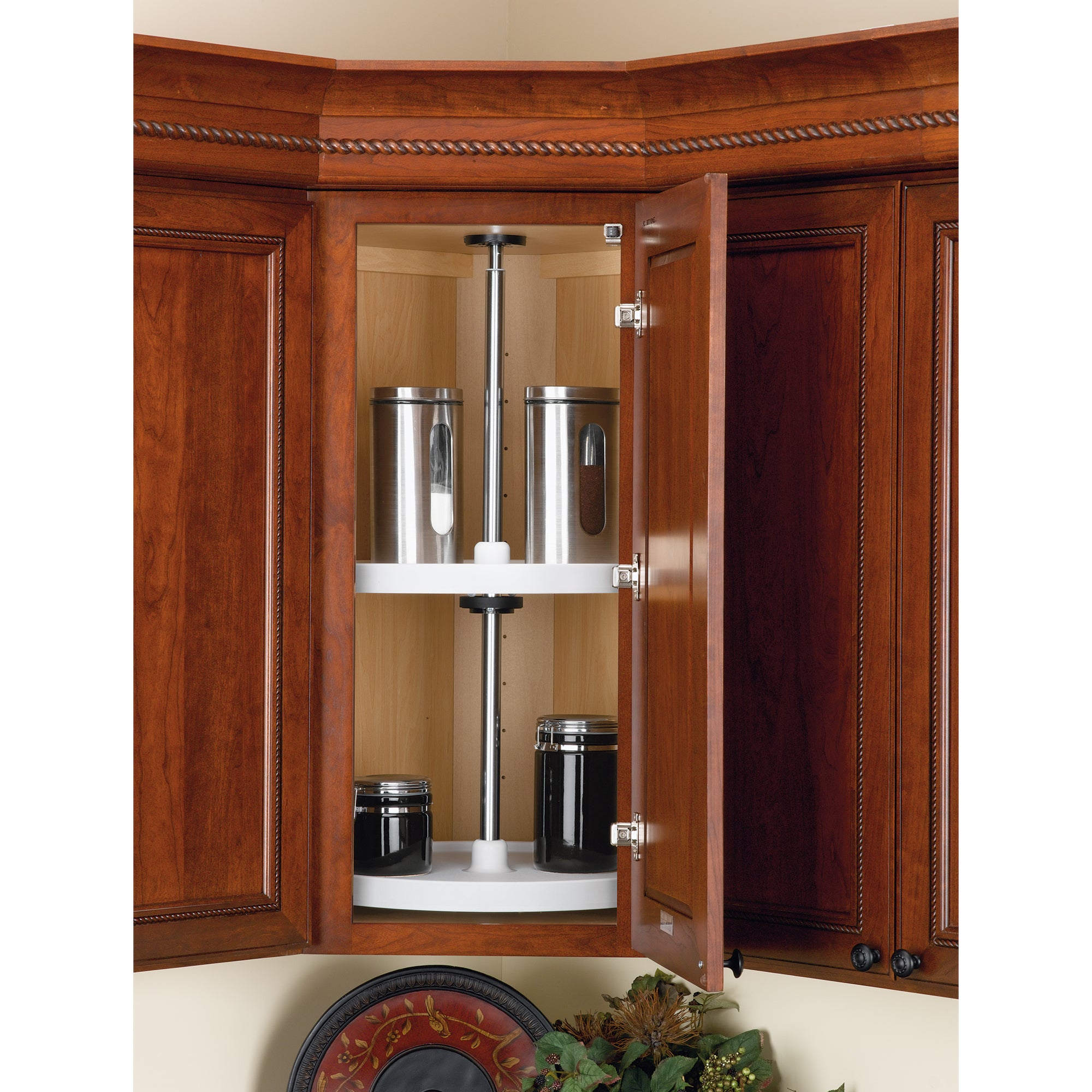 Rev-A-Shelf 18'' Full-Circle Polymer 2-Shelf Lazy Susan, White, 3072-18-11-52