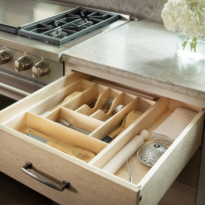 Rev-A-Shelf 9 Cutlery Compartment Tray Cabinet Insert Tall, Maple, 4WCT-3