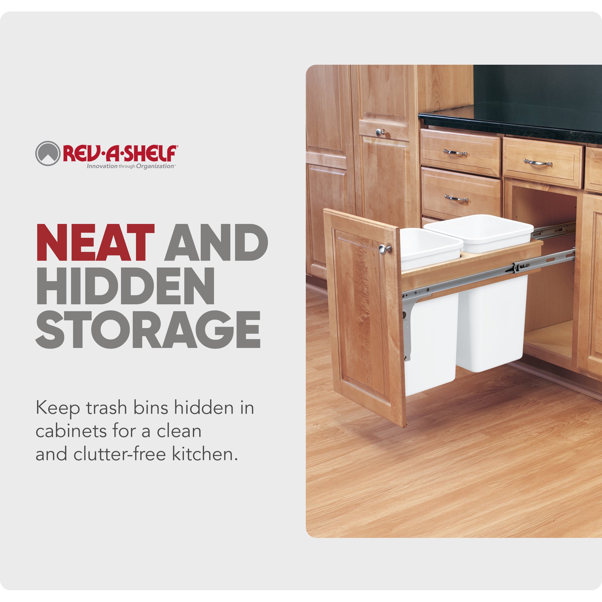 Rev-A-Shelf Double Pullout Top Mount Trash Cans 27 qt., 4WCTM-15DM2-343-FL