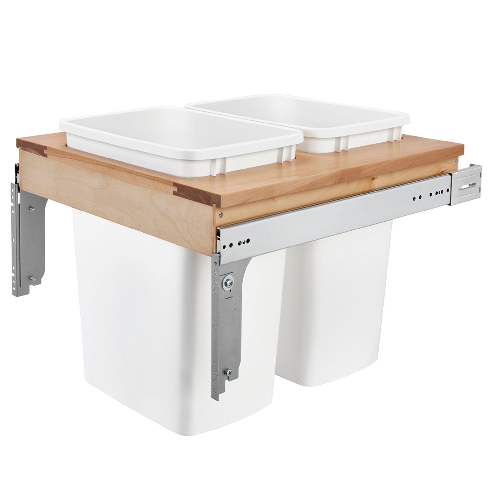 Rev-A-Shelf Double Pullout Top Mount Trash Cans 35 qt., White, 4WCTM-24DM2-162 - VMInnovations