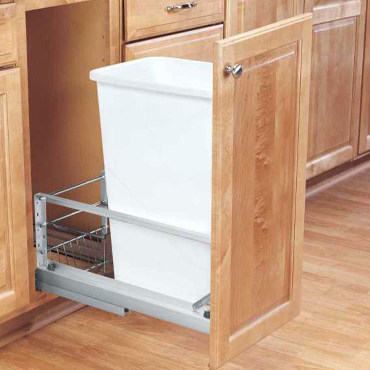 Rev-A-Shelf Single Pullout 50 qt. Kitchen Trash Can w/ Soft-Close, 5349-1550DM-1 - VMInnovations
